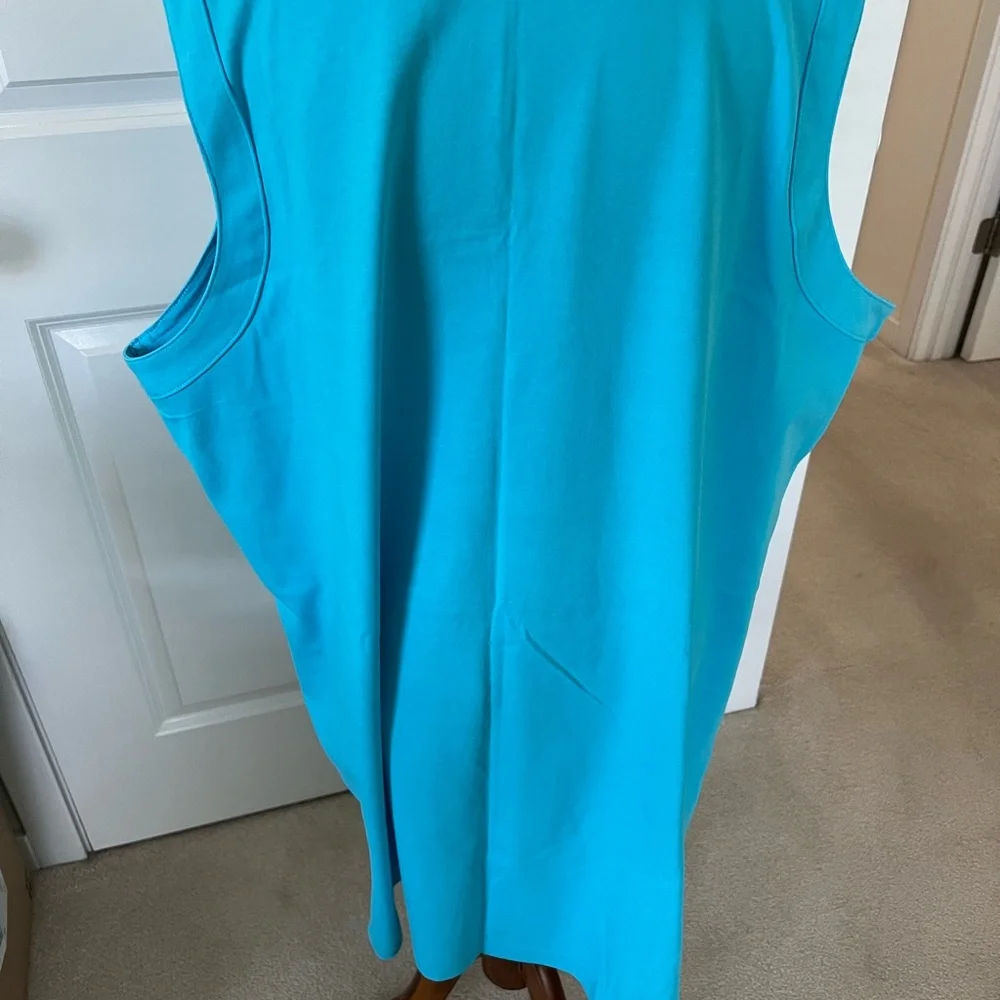 Lands End Swimsuit Cover-up Sleeveless Shift Turquoise Dress Cruise Wear size 3X - Picture 4 of 6